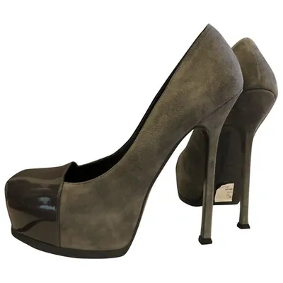 Pre-owned Saint Laurent Trib Too Heels In Anthracite