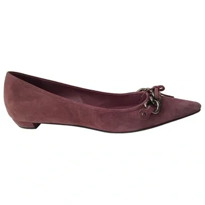 Pre-owned Prada Ballet Flats In Burgundy