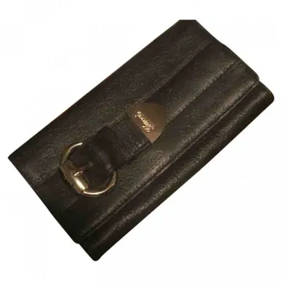 Pre-owned Gucci Leather Clutch Bag In Black