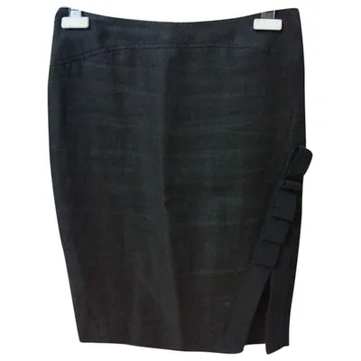 Pre-owned Versace Linen Mini Skirt In Black