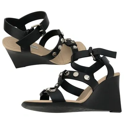 Pre-owned Balenciaga Leather Sandal In Black