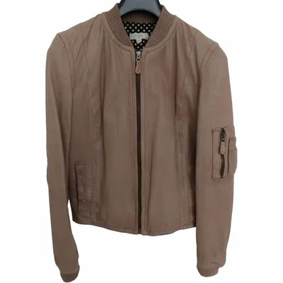 Pre-owned Paul Smith Leather Biker Jacket In Beige