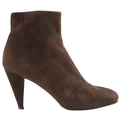 Pre-owned Prada Ankle Boots In Brown