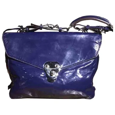 Pre-owned Balenciaga Patent Leather Handbag In Navy