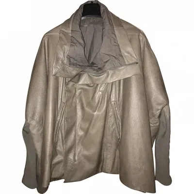 Pre-owned Rick Owens Leather Jacket In Brown