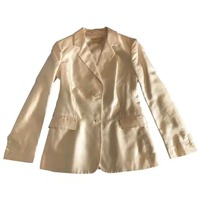 Pre-owned Michael Kors Silk Blazer In Ecru