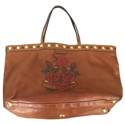 Pre-owned Gucci Leather Tote In Camel