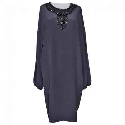 Pre-owned Lanvin Silk Dress In Navy