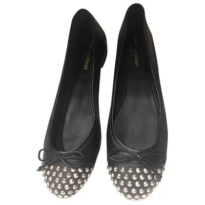 Pre-owned Saint Laurent Leather Ballet Flats In Black