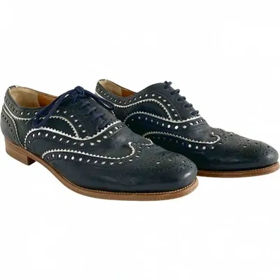 Pre-owned Church's Leather Lace Ups In Navy