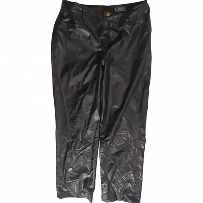 Pre-owned Versace Straight Pants In Black