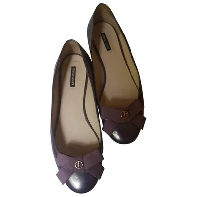 Pre-owned Giorgio Armani Leather Ballet Flats In Purple