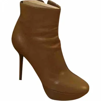 Pre-owned Sergio Rossi Leather Ankle Boots In Camel