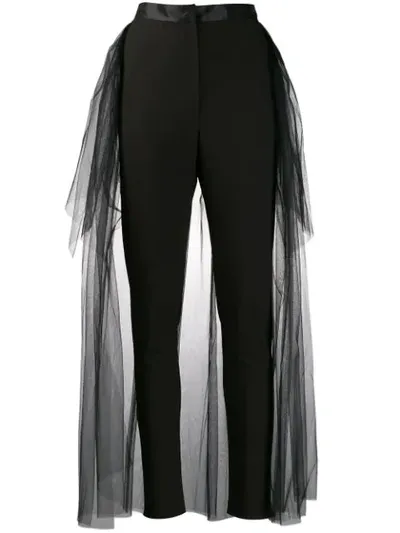 Loulou Tulle Panelled Slim-fit Trousers In Black