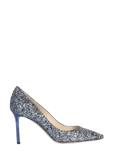 Jimmy Choo Romy 85 Glitter Pumps In Electric Blue Mix