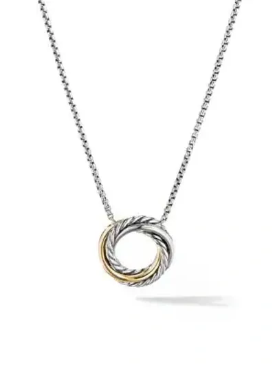 David Yurman Sterling Silver & 18k Yellow Gold Crossover Mini Pendant Necklace, 17