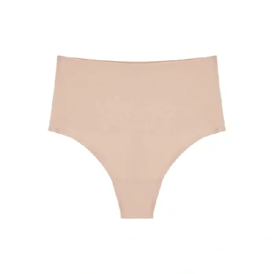 Chantelle Soft Stretch One Size High Waist Retro Thong In Nude