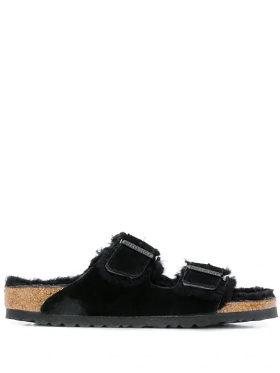 Birkenstock Arizona Buckled Sliders In Black