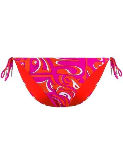 Emilio Pucci Printed Bikini Bottoms In Orange