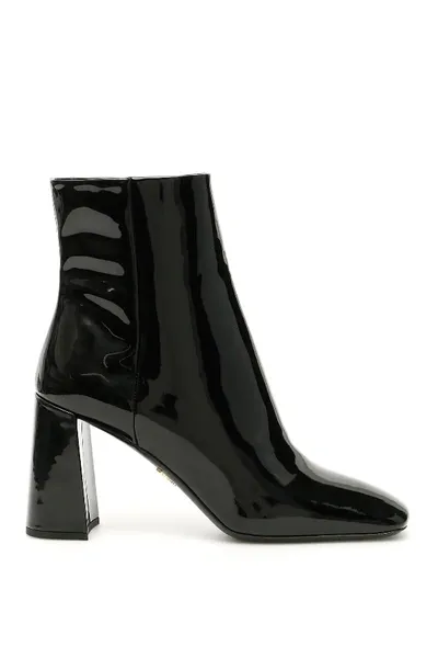 Prada Patent Booties In Black