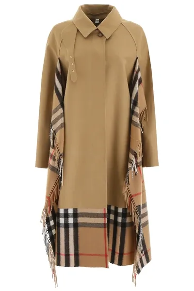 Burberry Blanket Detail Cotton Gabardine Coat In Beige