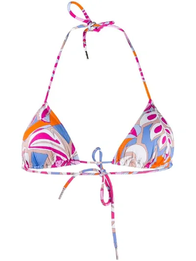 Emilio Pucci Printed Bikini Top In Pink