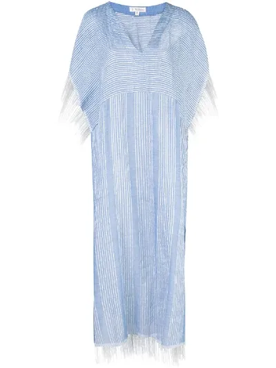 Lemlem Zinab Fringed Kaftan Dress In Blue