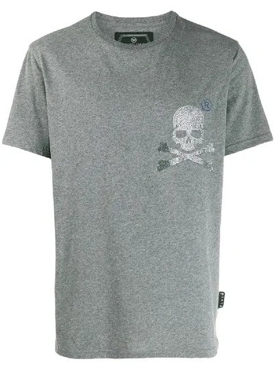 Philipp Plein Round Neck Skull T-shirt In Grey