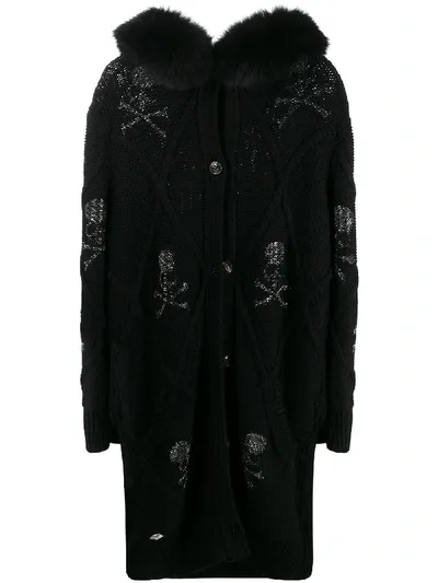 Philipp Plein Knit Skull Hoodie In Black