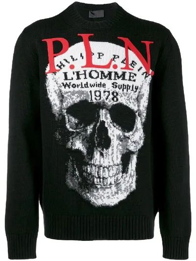 Philipp Plein Skull Intarsia Jumper In Black