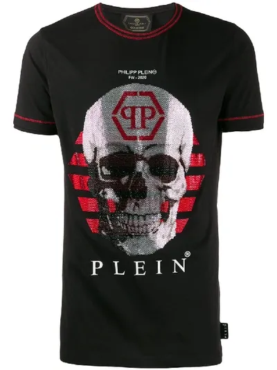 Philipp Plein Rhinestone Skull T-shirt In Black