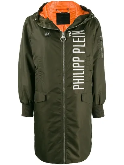 Philipp Plein Embroidered Logo Raincoat In 绿色