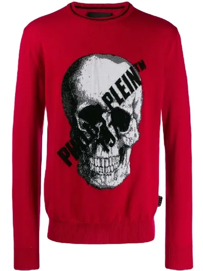 Philipp Plein Skull Print Pullover In Red