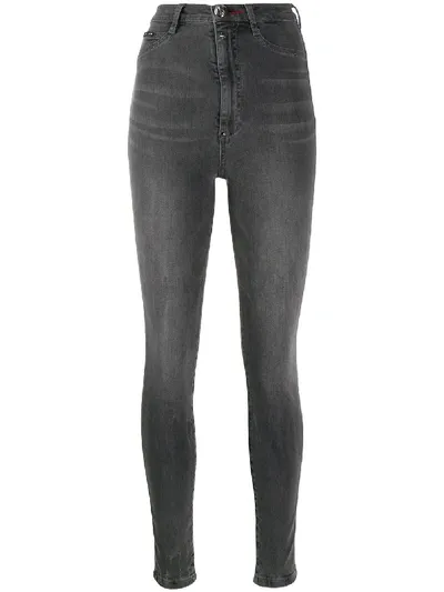 Philipp Plein Super High Waist Jeggings In Grey