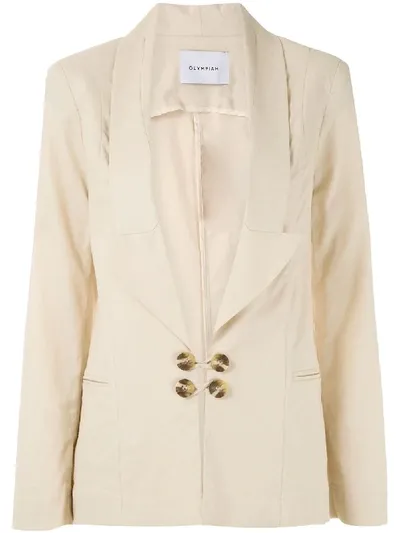 Olympiah Bryone Plunge Neck Blazer In Neutrals