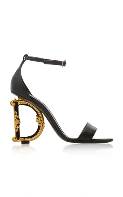 Dolce & Gabbana Sculpted-heel Patent Leather Sandals In Nero