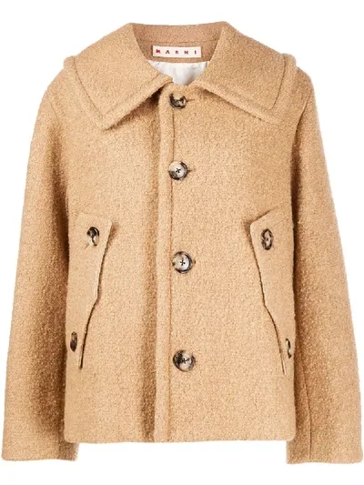 Marni Oversized Teddy Jacket In Brown