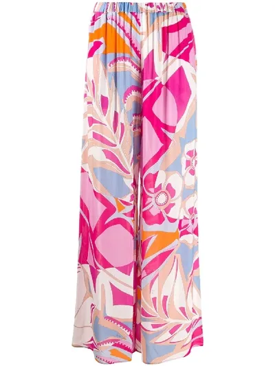 Emilio Pucci Abstract Print Wide-leg Trousers In Fuchsia