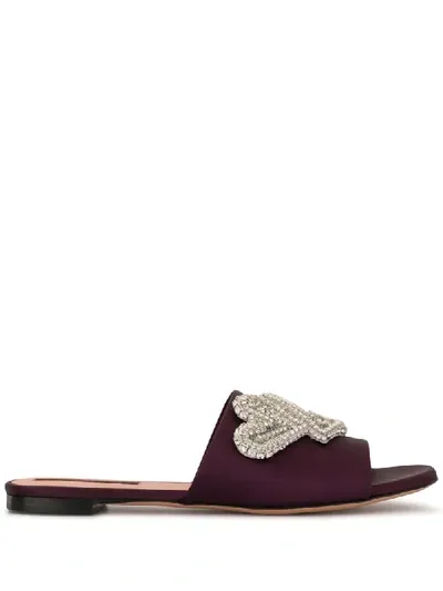 Rochas Crystal-embellished Slippers In Purple