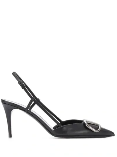 Valentino Garavani Women's V Logo Slingback Pumps In Black