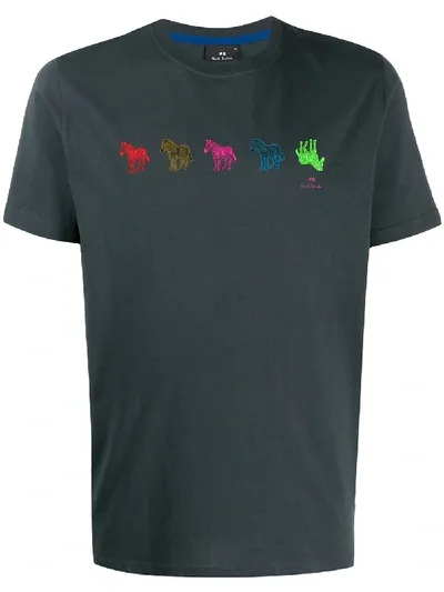 Ps By Paul Smith T-shirt Mit Zebra-print In Grey