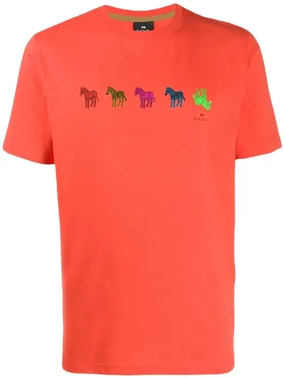 Ps By Paul Smith Zebra Jersey T-shirt In Orange