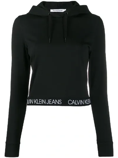 Calvin Klein Jeans Est.1978 Cropped-kapuzenpullover Mit Logo In Black