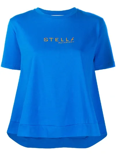 Stella Mccartney Logo Printed T-shirt In 蓝色