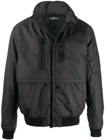 Stone Island Shadow Project Shell Bomber Jacket In Black