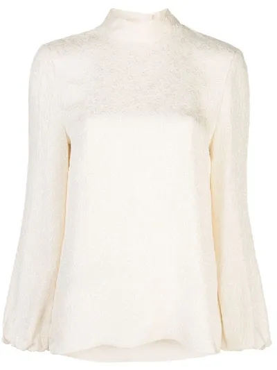 Theory Mock-neck Jacquard Blouse In White