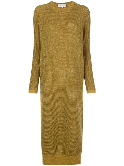 Michelle Mason Knitted Midi Dress In Yellow