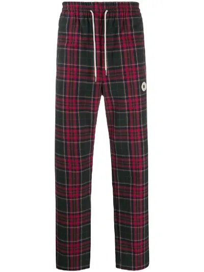 Drôle De Monsieur Madras Check Track Trousers In Green