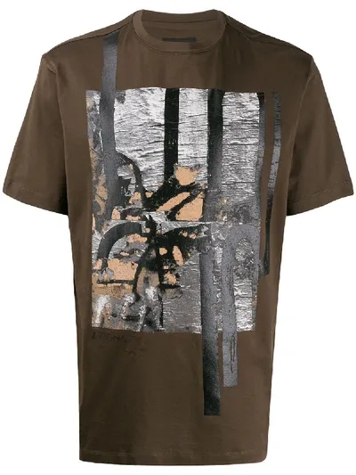 Z Zegna Abstract-print Logo T-shirt In Braun