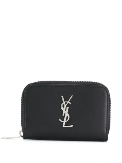 Saint Laurent Ysl Logo Zipped Purse In Black